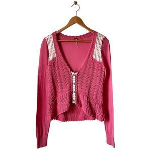 Free People Pink Cardigan Sweater Size Medium